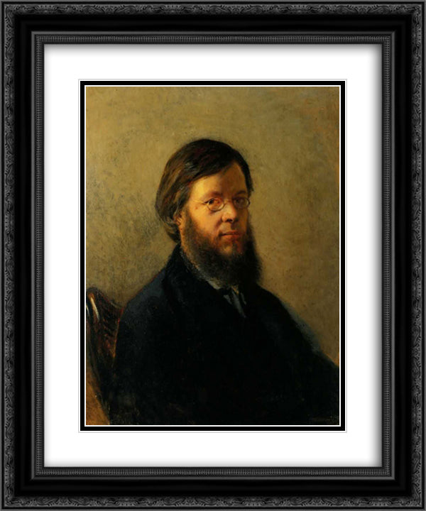 Portrait of A.N.Pypin 20x24 Black Ornate Wood Framed Art Print Poster with Double Matting by Ge, Nikolai