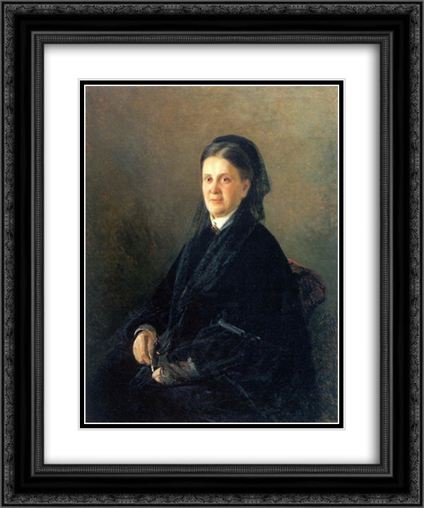 Portrait of Anna Olsufyeva 20x24 Black Ornate Wood Framed Art Print Poster with Double Matting by Ge, Nikolai