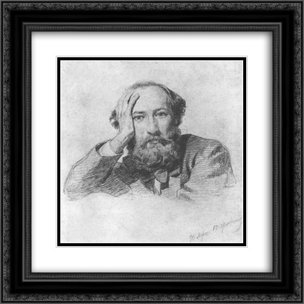 Portrait of Russian baritone opera singer Gennady Kondratiev 20x20 Black Ornate Wood Framed Art Print Poster with Double Matting by Ge, Nikolai