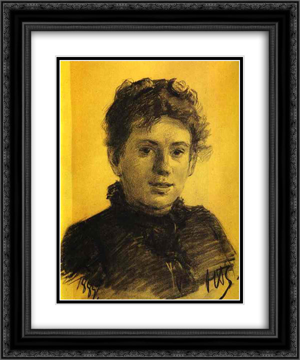 Portrait of Tatyana Tolstaya, Leo Tolstoy's Daughter 20x24 Black Ornate Wood Framed Art Print Poster with Double Matting by Ge, Nikolai