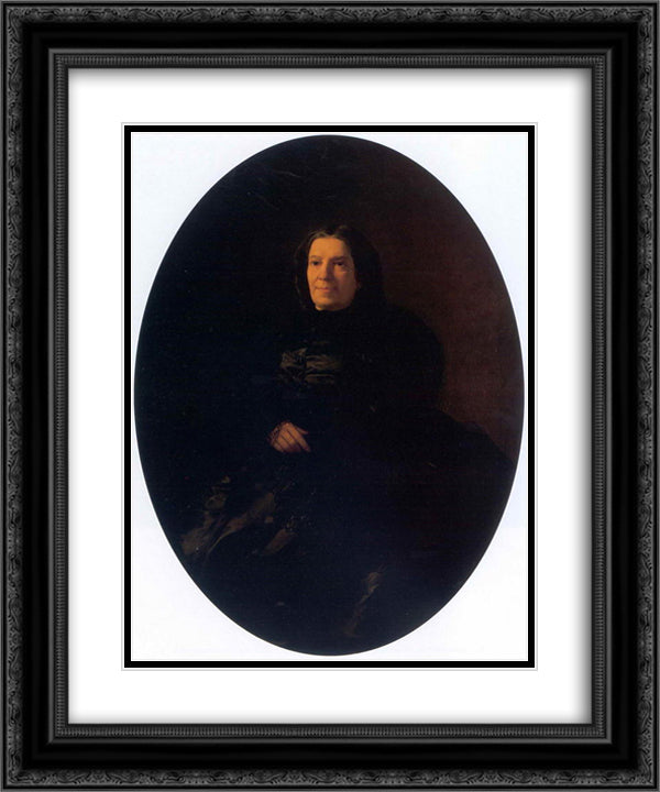 Portrait of V.N.Rostovtseva 20x24 Black Ornate Wood Framed Art Print Poster with Double Matting by Ge, Nikolai