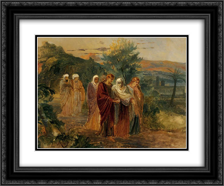 Returning from the burial of Christ 24x20 Black Ornate Wood Framed Art Print Poster with Double Matting by Ge, Nikolai