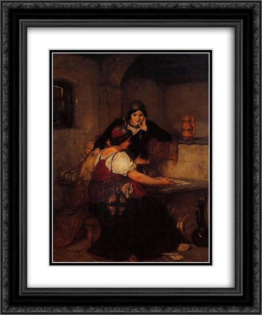 Cards 20x24 Black Ornate Wood Framed Art Print Poster with Double Matting by Gyzis, Nikolaos