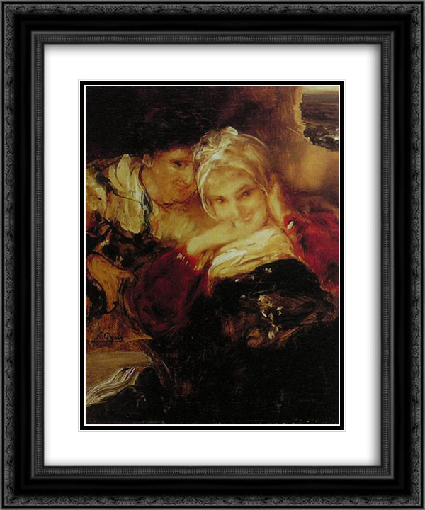 Couple 20x24 Black Ornate Wood Framed Art Print Poster with Double Matting by Gyzis, Nikolaos