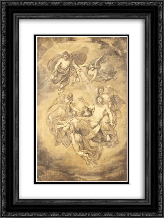 Drawing 18x24 Black Ornate Wood Framed Art Print Poster with Double Matting by Gyzis, Nikolaos