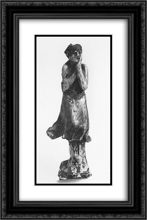 Girl getting cold 16x24 Black Ornate Wood Framed Art Print Poster with Double Matting by Gyzis, Nikolaos