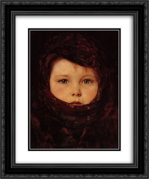 Little Girl 20x24 Black Ornate Wood Framed Art Print Poster with Double Matting by Gyzis, Nikolaos