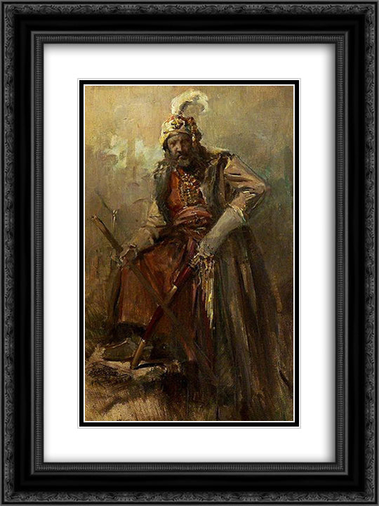 Oriental warrior 18x24 Black Ornate Wood Framed Art Print Poster with Double Matting by Gyzis, Nikolaos