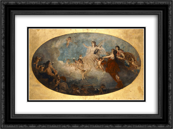 The liberal arts with their spirits 24x18 Black Ornate Wood Framed Art Print Poster with Double Matting by Gyzis, Nikolaos