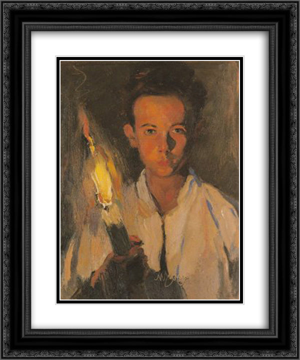 Child 20x24 Black Ornate Wood Framed Art Print Poster with Double Matting by Lytras, Nikolaos