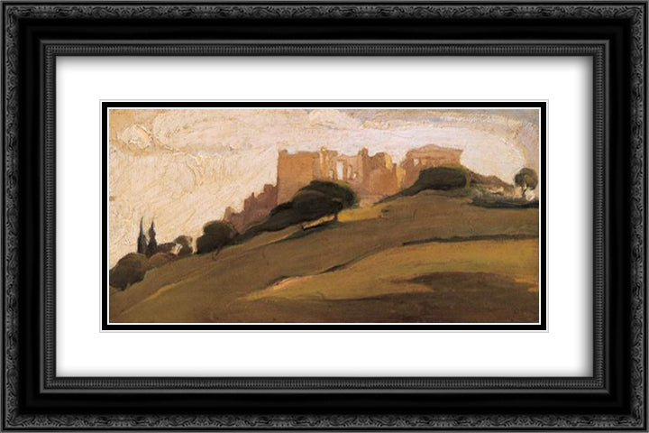Landscape, Acropolis 24x16 Black Ornate Wood Framed Art Print Poster with Double Matting by Lytras, Nikolaos