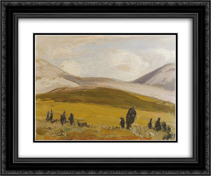 Landscape of Athens 24x20 Black Ornate Wood Framed Art Print Poster with Double Matting by Lytras, Nikolaos