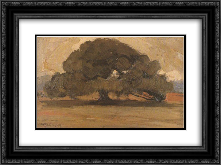 Landscape with Pine tree 24x18 Black Ornate Wood Framed Art Print Poster with Double Matting by Lytras, Nikolaos