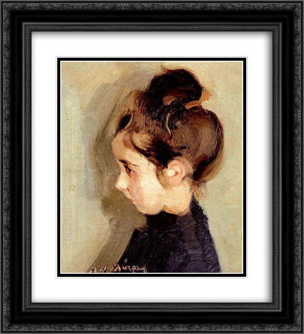 Portrait of a little girl 20x22 Black Ornate Wood Framed Art Print Poster with Double Matting by Lytras, Nikolaos