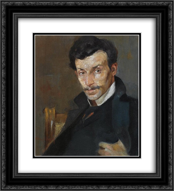 Portrait of the Painter Gerassimos Dialismas 20x22 Black Ornate Wood Framed Art Print Poster with Double Matting by Lytras, Nikolaos