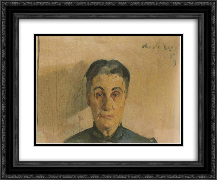 Portrait of the painter's mother 24x20 Black Ornate Wood Framed Art Print Poster with Double Matting by Lytras, Nikolaos