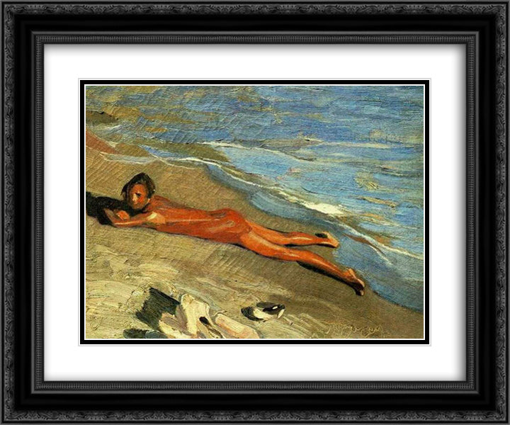 Sun bathing 24x20 Black Ornate Wood Framed Art Print Poster with Double Matting by Lytras, Nikolaos