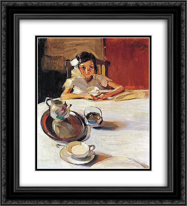 The Milk 20x22 Black Ornate Wood Framed Art Print Poster with Double Matting by Lytras, Nikolaos