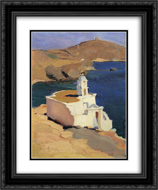 Tinos Agios Markos 20x24 Black Ornate Wood Framed Art Print Poster with Double Matting by Lytras, Nikolaos