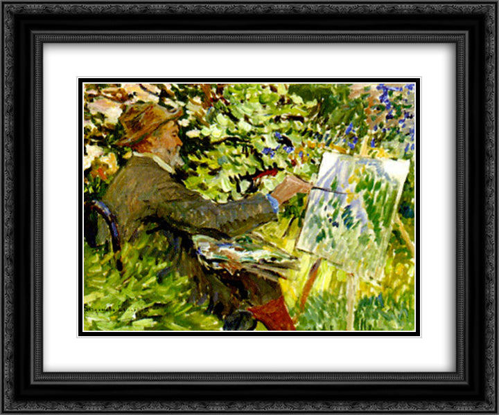 Artist at the Easel (Portrait of Konstantin Korovin) 24x20 Black Ornate Wood Framed Art Print Poster with Double Matting by Bogdanov Belsky, Nikolay
