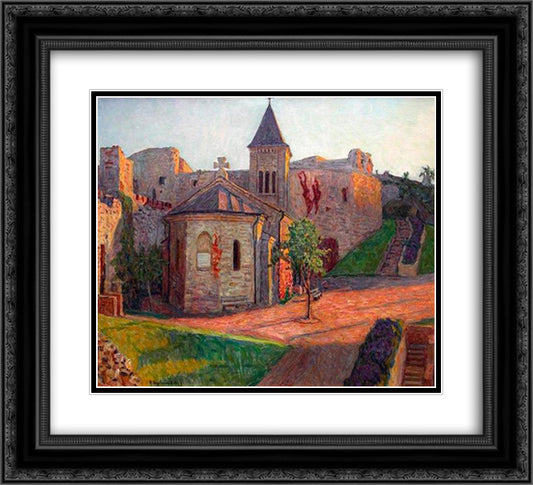 Church View 22x20 Black Ornate Wood Framed Art Print Poster with Double Matting by Bogdanov Belsky, Nikolay