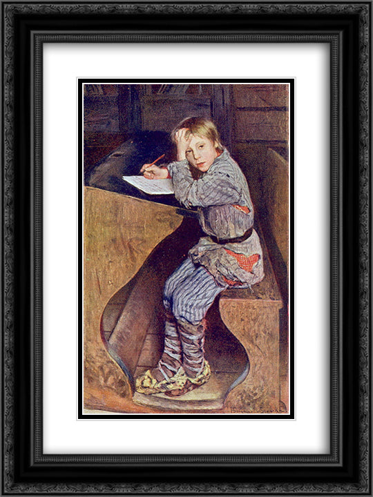 Composition 18x24 Black Ornate Wood Framed Art Print Poster with Double Matting by Bogdanov Belsky, Nikolay