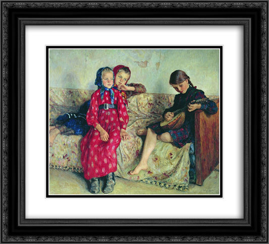 Country Friends 22x20 Black Ornate Wood Framed Art Print Poster with Double Matting by Bogdanov Belsky, Nikolay