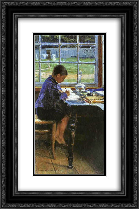 Doing the Lessons 16x24 Black Ornate Wood Framed Art Print Poster with Double Matting by Bogdanov Belsky, Nikolay