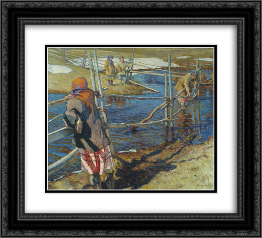 Ferriage 22x20 Black Ornate Wood Framed Art Print Poster with Double Matting by Bogdanov Belsky, Nikolay