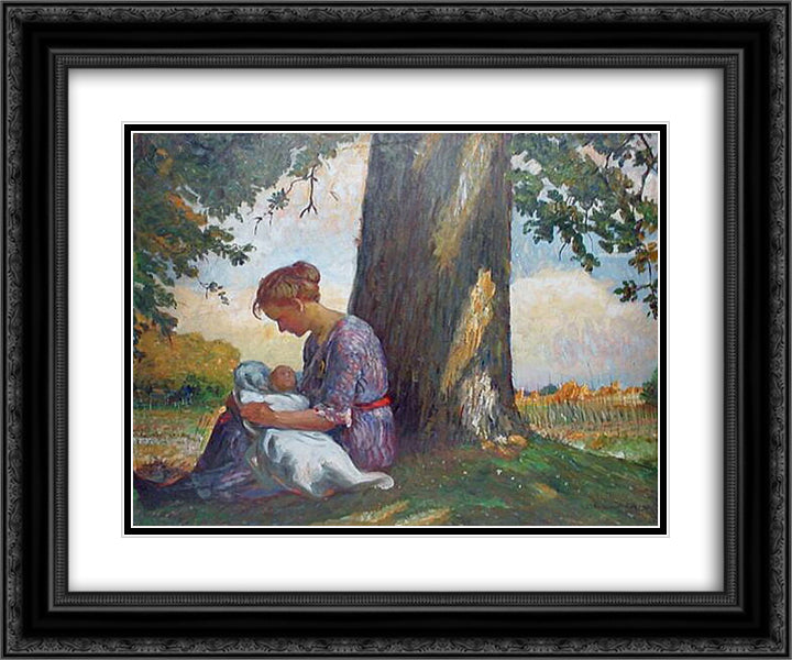 In the Shade 24x20 Black Ornate Wood Framed Art Print Poster with Double Matting by Bogdanov Belsky, Nikolay