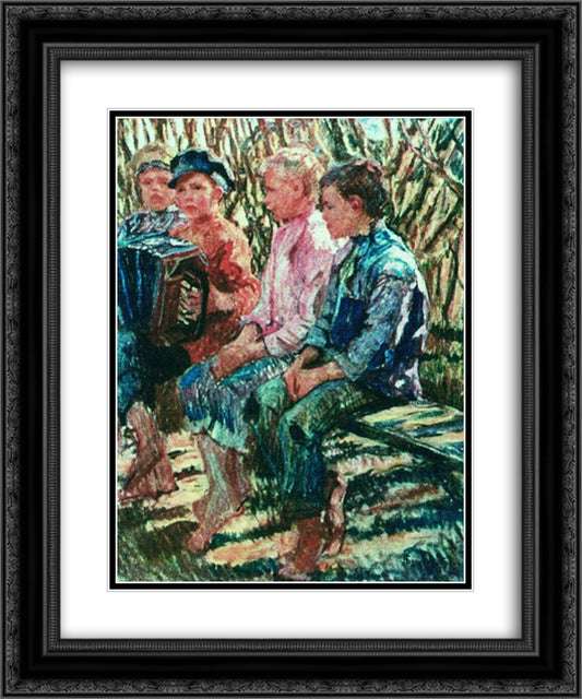 Joyful Company 20x24 Black Ornate Wood Framed Art Print Poster with Double Matting by Bogdanov Belsky, Nikolay