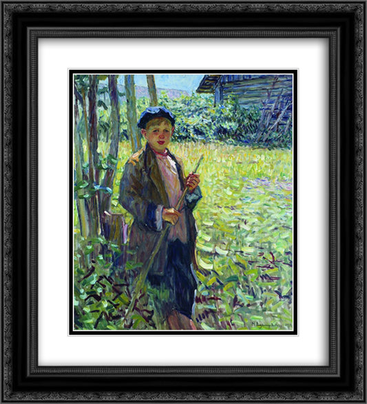 Kondratiy 20x22 Black Ornate Wood Framed Art Print Poster with Double Matting by Bogdanov Belsky, Nikolay