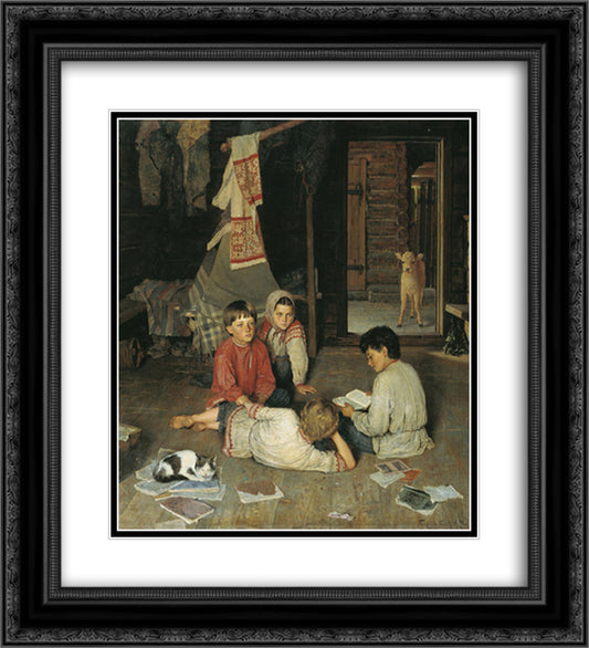 New Fairy Tale 20x22 Black Ornate Wood Framed Art Print Poster with Double Matting by Bogdanov Belsky, Nikolay
