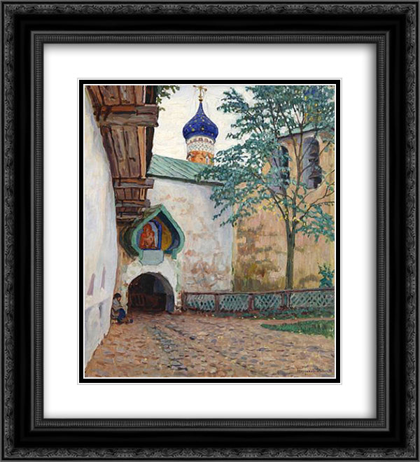 Pechersky Monastery 20x22 Black Ornate Wood Framed Art Print Poster with Double Matting by Bogdanov Belsky, Nikolay