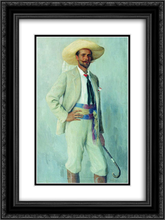 Portrait of A.Gorchakov 18x24 Black Ornate Wood Framed Art Print Poster with Double Matting by Bogdanov Belsky, Nikolay