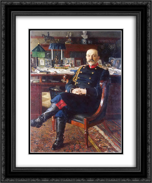 Portrait of Adjutant General P.P.Gesse 20x24 Black Ornate Wood Framed Art Print Poster with Double Matting by Bogdanov Belsky, Nikolay