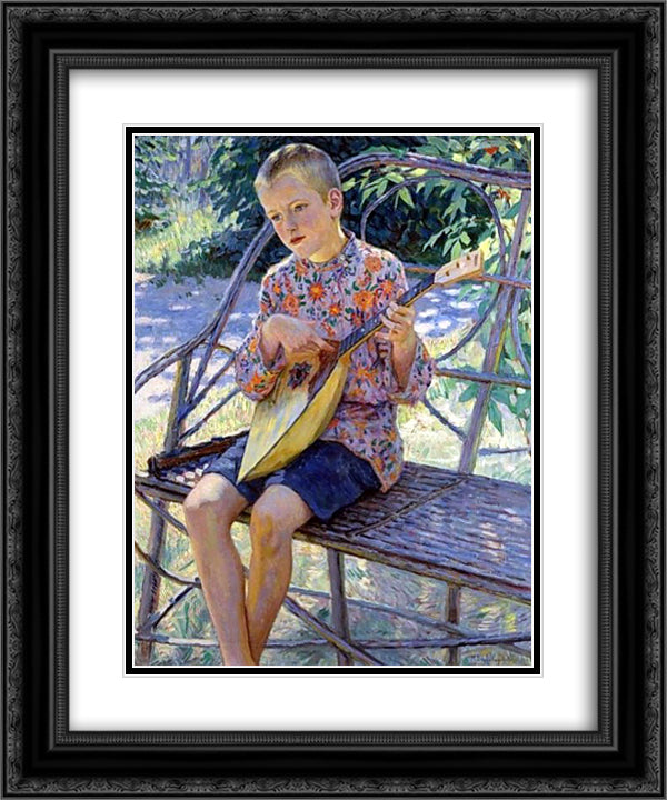 Portrait of Artist's Son, Klaus Erhardt 20x24 Black Ornate Wood Framed Art Print Poster with Double Matting by Bogdanov Belsky, Nikolay