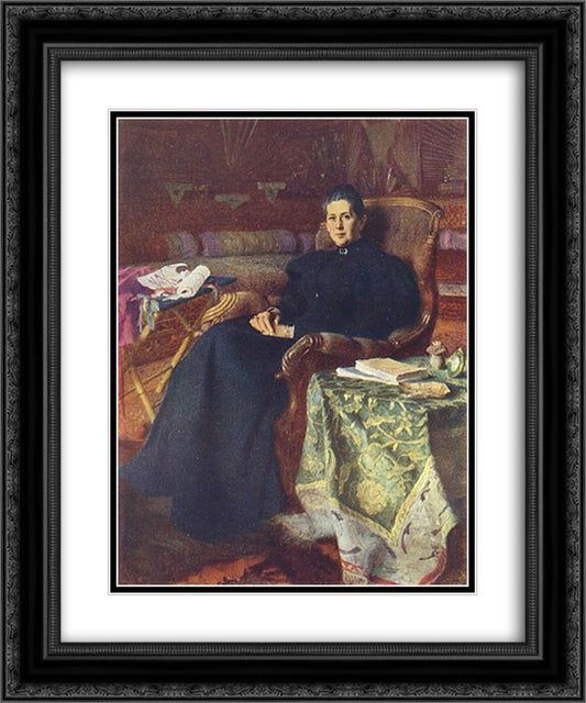 Portrait of E.Sheremetieva 20x24 Black Ornate Wood Framed Art Print Poster with Double Matting by Bogdanov Belsky, Nikolay