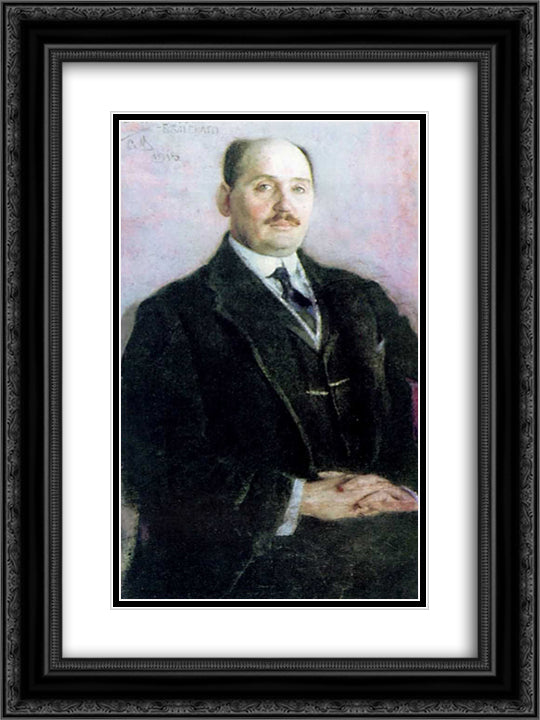 Self-Portrait 18x24 Black Ornate Wood Framed Art Print Poster with Double Matting by Bogdanov Belsky, Nikolay