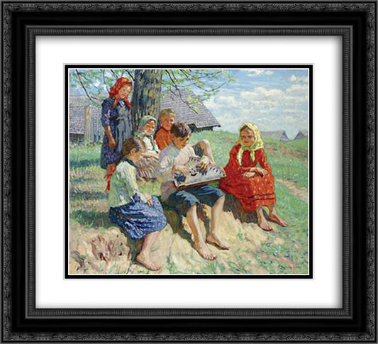 Spring Rehearsal 22x20 Black Ornate Wood Framed Art Print Poster with Double Matting by Bogdanov Belsky, Nikolay