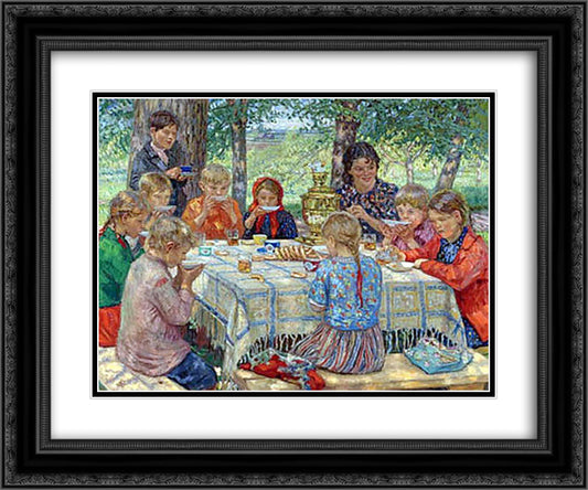 Teacher's Birthday 24x20 Black Ornate Wood Framed Art Print Poster with Double Matting by Bogdanov Belsky, Nikolay
