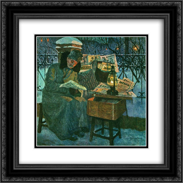 The former Defender of the Homeland 20x20 Black Ornate Wood Framed Art Print Poster with Double Matting by Bogdanov Belsky, Nikolay