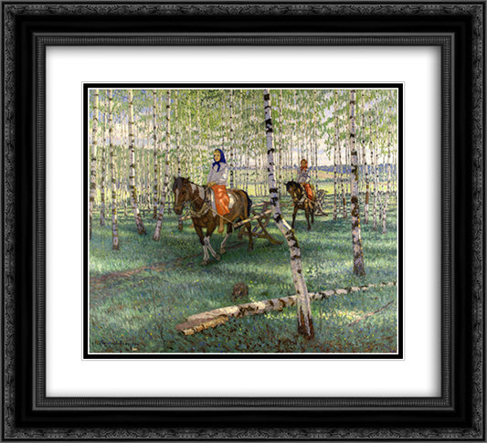 To work 22x20 Black Ornate Wood Framed Art Print Poster with Double Matting by Bogdanov Belsky, Nikolay