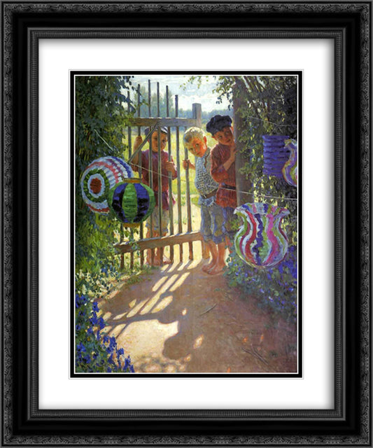 Visitors 20x24 Black Ornate Wood Framed Art Print Poster with Double Matting by Bogdanov Belsky, Nikolay