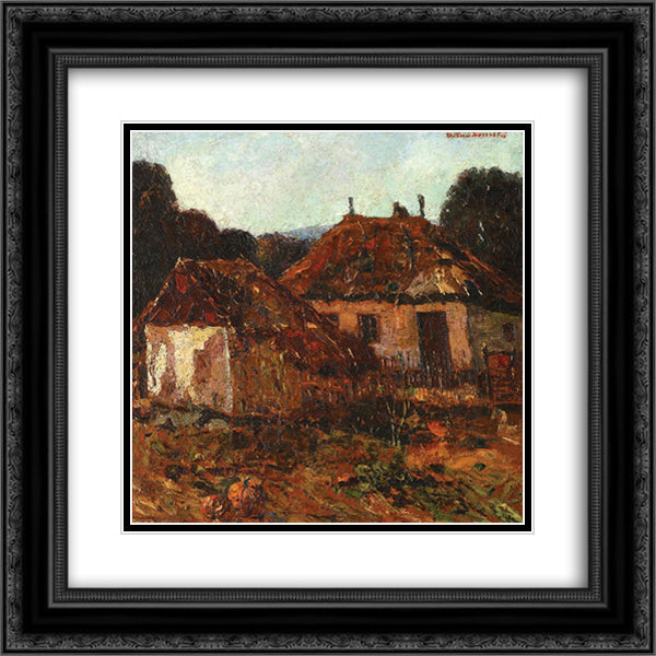 Countryside Houses 20x20 Black Ornate Wood Framed Art Print Poster with Double Matting by Bancila, Octav