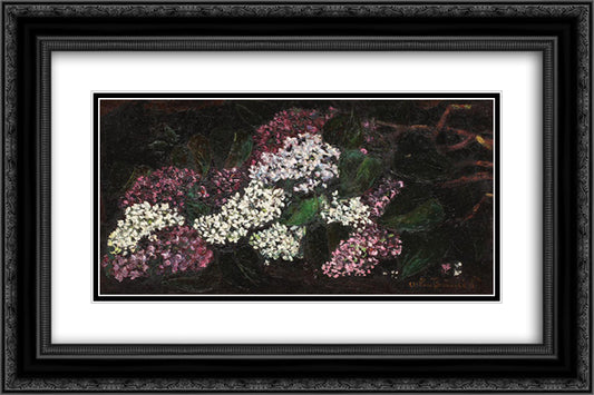 Lilac Boughs 24x16 Black Ornate Wood Framed Art Print Poster with Double Matting by Bancila, Octav
