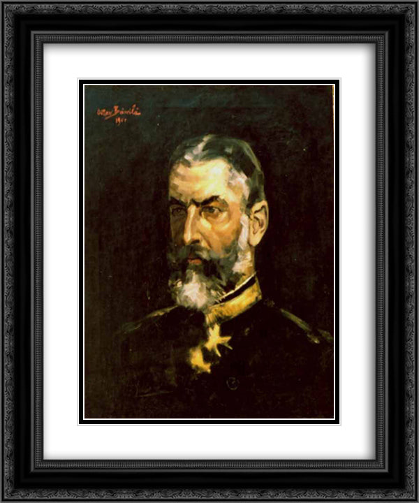 Portrait of King Carol I (of Romania) 20x24 Black Ornate Wood Framed Art Print Poster with Double Matting by Bancila, Octav