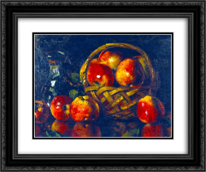 Still Life with Apples 24x20 Black Ornate Wood Framed Art Print Poster with Double Matting by Bancila, Octav