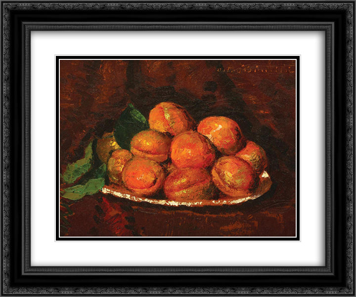 Still Life with Peaches 24x20 Black Ornate Wood Framed Art Print Poster with Double Matting by Bancila, Octav