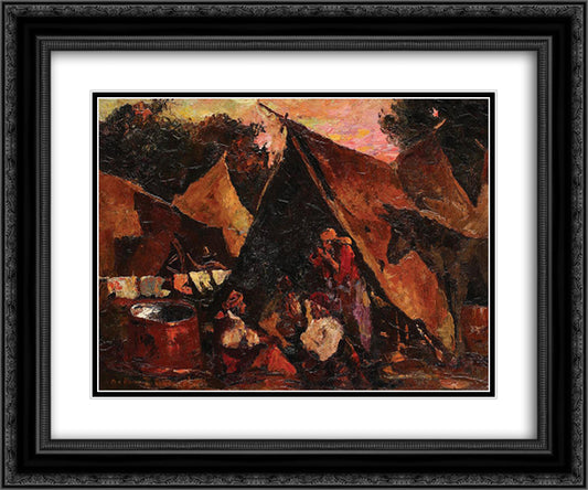 The Gipsy Tent 24x20 Black Ornate Wood Framed Art Print Poster with Double Matting by Bancila, Octav